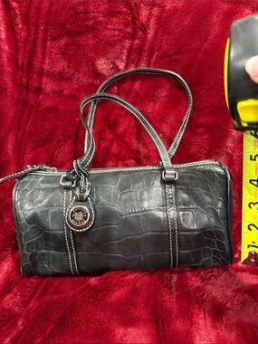 Vintage Dooney & Burke Black Croc-Embossed Leather Shoulder Bag